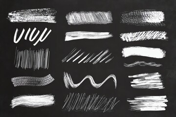 Collection of vector brush or chalk drawn strokes with greetings