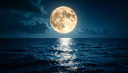 full moon and sea