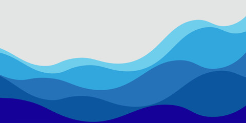 Sea waves layer vector background illustration vector. Sea beach vector illustration, banner with space for text. summer sea