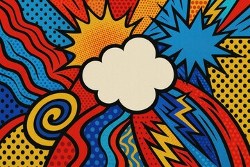 Fototapeta premium Bright energetic pop art illustration with comic explosion and dynamic lines