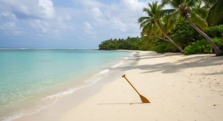 tropical beach with palm trees