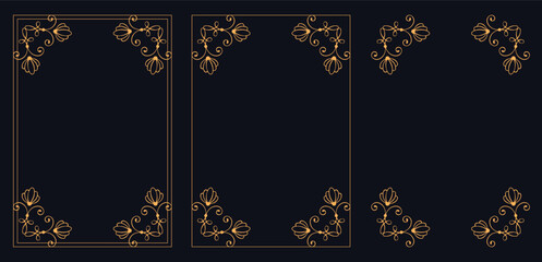 Corner frame, Set of vintage frames, bouquet of flowers, vintage frame, ornamental decoration, decorative line art,