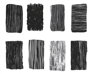 Fototapeta premium Hand printed linocut vector relief printing rectangle shapes banners wide stripes rough textures collection Paint roller stains lino ink grunge text box templates Artistic textured