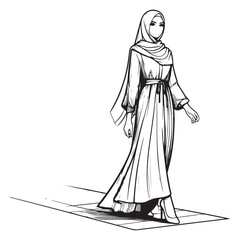 A stylish muslim woman wearing hijab standing gracefully on the catwalk vector image