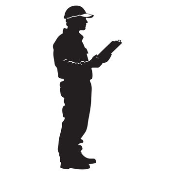 recommend clip art: Construction Worker Inspector Silhouette Vector Illustration Clipboard Checklist