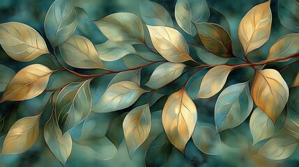 Delicate, colorful leaves on a branch.