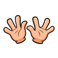 Obraz premium Two cartoon hands with five fingers each are displayed on a black background, suitable for graphics, illustrations, and fun design projects, adding a playful touch.