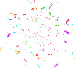 Celebration Confetti Overlay Dynamic Scatter of Colorful Streamers and Rectangular Bits in Various Hues. Ideal for Adding Joyful Effects to Photos, Videos, or Digital Marketing Materials