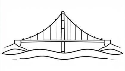 Simple line drawing of a suspension bridge