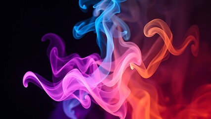 Swirling colorful smoke tendrils in an abstract composition with vibrant gradients against dark negative space.
