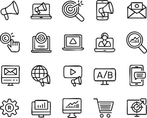 Digital Marketing Icons Strategy, Advertising, and Analytics