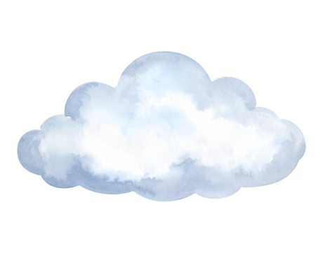 Watercolor Blue And White Fluffy Cloud Illustration