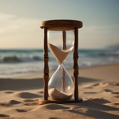 Retro hourglass on a sandy beach