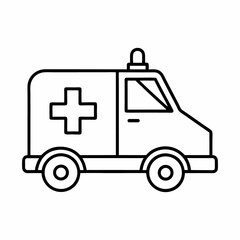 ambulance car isolated on white, Ambulance Side Profile Icon,  Emergency Medical Transport