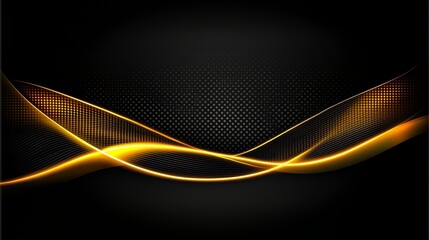 Black background with a gold wave. The wave is very long and has a lot of dots