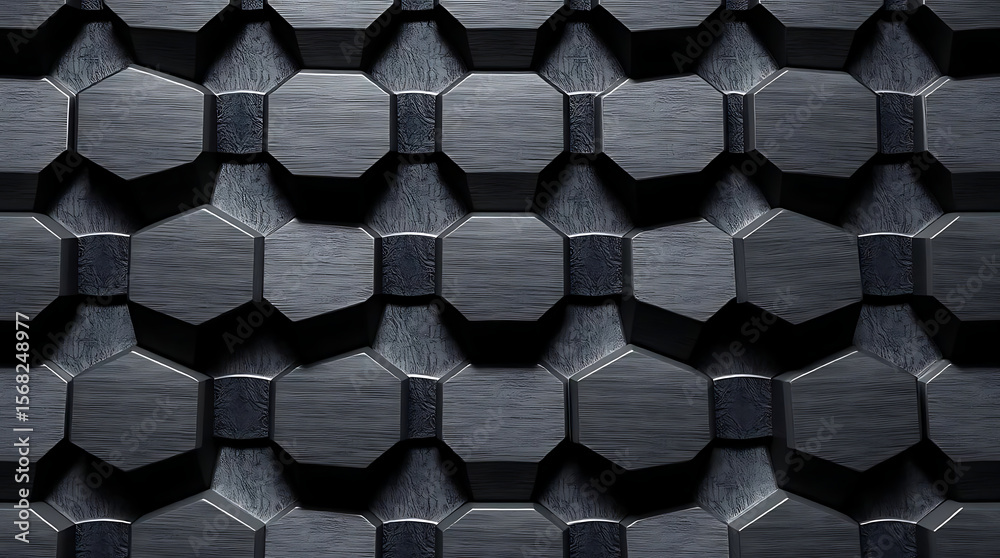 Poster a dark hexagonal pattern forms a textured geometric background