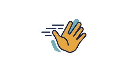 Obraz premium Waving hand greeting in vibrant illustration