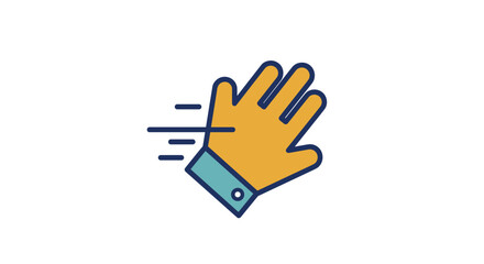 Fototapeta premium Waving hand icon with motion lines