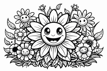 

Vintage black and white cartoon owl with floral decoration pattern illustration