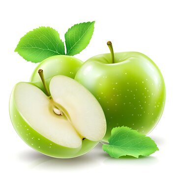 green apple with leaf