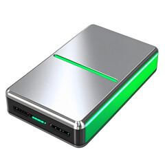 Stylish portable charger with illuminating green accent