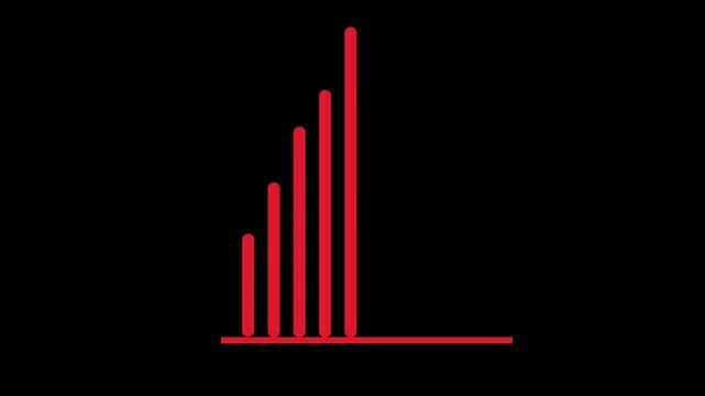 animation. Animated down graph icon designed in flat icon style. Growing financial statistics graph animation, about business.