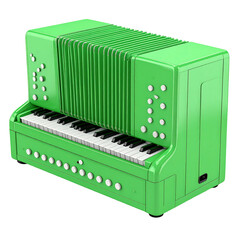 Mint Green Harmonium Icon with Soft Pastel Keys 3D Render on Transparent Background