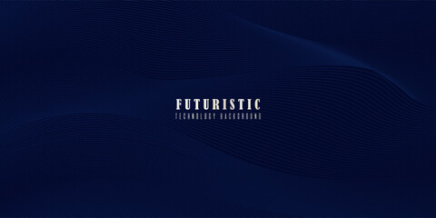 Abstract blue background with glowing wave. Shiny blue moving lines design element. Modern smooth wavy lines. Futuristic concept. EPS 10