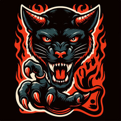 ferocious panther vector illustration 