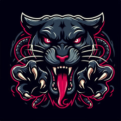ferocious panther vector illustration 