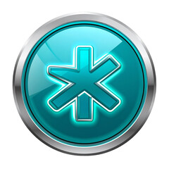 Teal button icon with star graphic