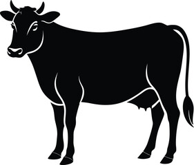 cow silhouette vector illustration on white background