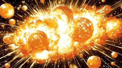 Powerful explosion with glowing particles in space.