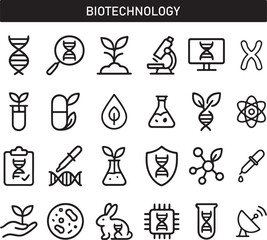 Biotechnology and Genetics Icon Set