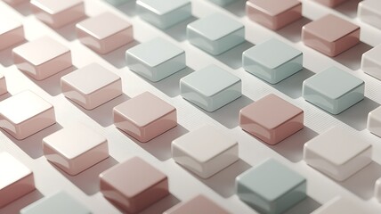 Obraz premium Pastel Colored Square Tiles Pattern on White Background