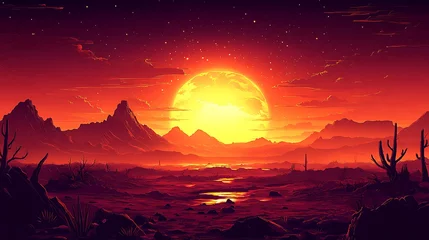 Vivid desert landscape at sunset. © selvy