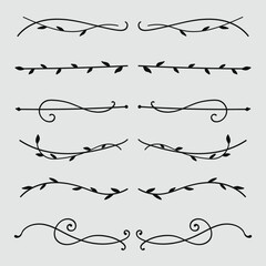 Nature floral vines line dividers and text separators collection.