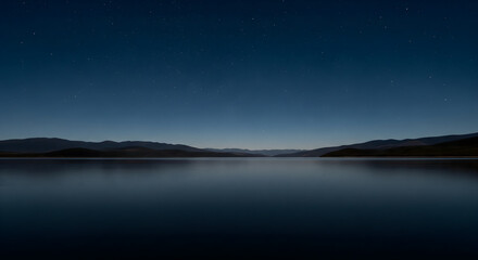 Majestic Lake, Distant Mountains, and Celestial Starry Sky Panorama
