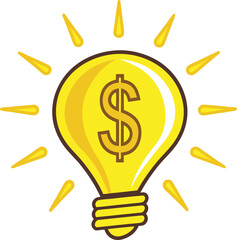 Bright financial idea a light bulb with a dollar sign vector illustration