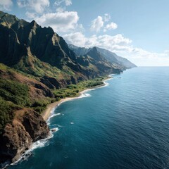 Obraz premium Coastal Cliffs and Ocean View from Above