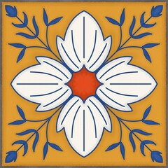 Seamless pattern colorful Portuguese azulejo tile with gray grout, colorful faux ceramic tile 