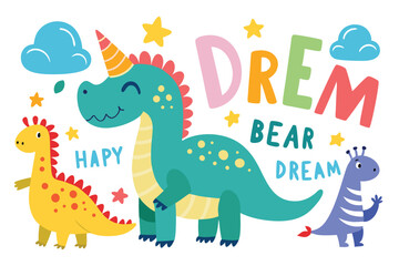 Cute baby dino cartoon vector illustration design