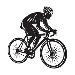 Cyclist Silhouette Riding Racing Bicycle Sports Fitness Vector Art