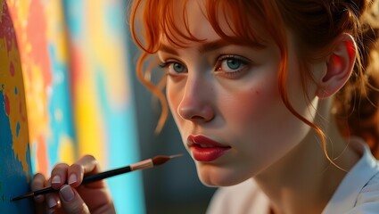 Obraz premium young woman painting 