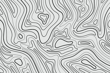 Abstract Black Line Waves Texture Hand drawn Isolated on Gray Background.Vector Illustration.