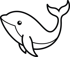 whale outline vector illustration on white background 