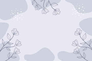 Modern abstract botanical background with hand drawn flowers on pastel color background illustration.