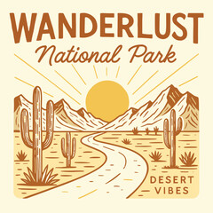 Wanderlust desert national park design - Arizona vibes vector artwork for apparel and posters