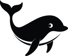whale silhouette vector illustration on white background 