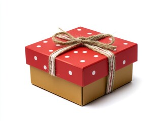 Red Gift Box with White Polka Dots and Ribbon for Celebrations and Special Occasions